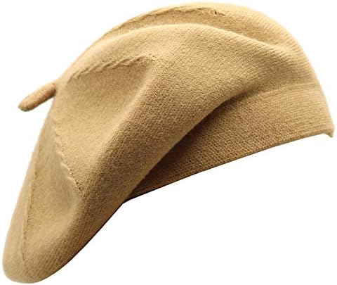 French Beret Hat,Reversible Solid Color Cashmere Beret Cap for Womens Girls Lady Adults (Camel1)