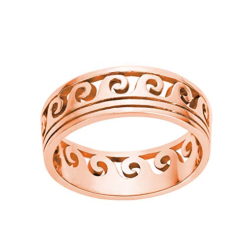 CloseoutWarehouse 925 Sterling Silver Maori Ocean Wave Ring (Comes in Colors)3