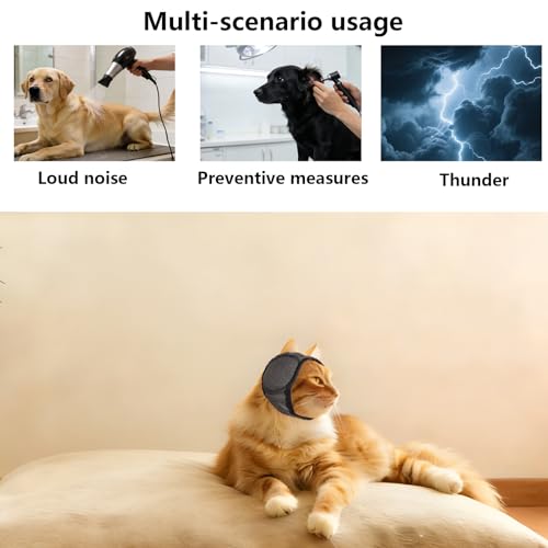 LUFFLOK 2 Stück Ohrenschutz Hund, Verstellbare Gehörschutz für Hunde, Ohrenschützer Hund für Angst Relief und Grooming, Mütze Hunde für Silvester Komfort Während Donner, Winter, Feuerwerk (S)