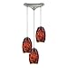 Elk 10220/3EMB Maui 3-Light Pendant with Ember Glass Shade, 10 by 8-Inch, Satin Nickel Finish
