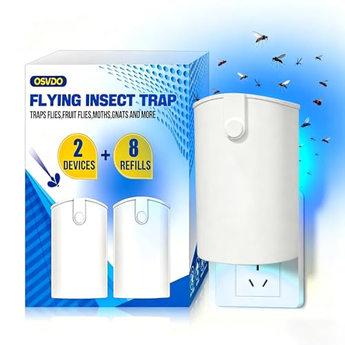 Image of Flying Insect Trap, 2 Devices Fruit Fly Traps for Indoors with 8 Sticky Boards, Gnat Traps for House Indoor Fly Catcher with Blue UV Light, Mosquito Moth Bug Catcher for Home, Kitchen(2026 Upgrade)