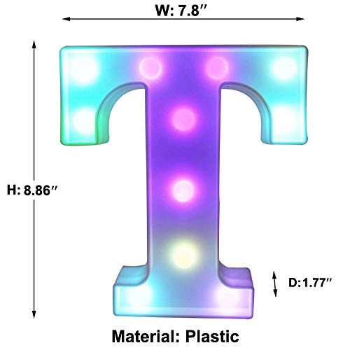 Image of Pooqla Colorful LED Marquee Letter Lights with Remote - Light Up Marquee Signs - Party Bar Letters with Lights Decorations for The Home - Multicolor T