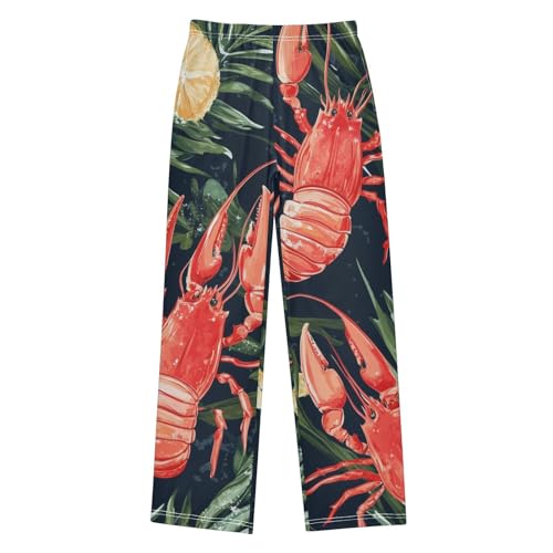 ZZXXB Tropical Lobsters Boys Long Pants Soft Trousers Elastic Waist Kids Lounge Bottoms with Pockets S-XL - Main Image