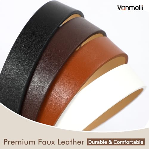 Image of VONMELLI 4 Pack Womens Thin Leather Belt Skinny Waist Belts for Women Fashion Jeans Dress with Gold Buckle