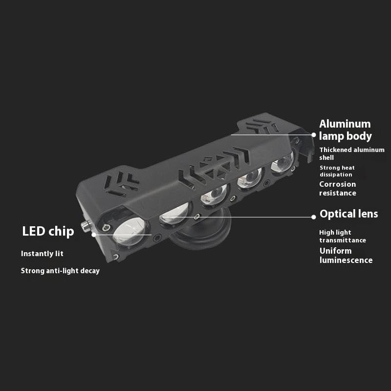 Image of 30W LED Auxiliary Light 5 Lens, Yellow White Beam, 4 Modes Flashing Fog Lamp for Bike & Car