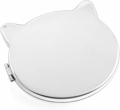 Cat Hand Mirror, Compact, Stylish, Folding Mirror, Stainless Steel Mirror, Double-Sided Mirror, Present, Womens, Birthday
