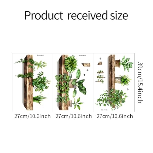 Image of Green Plants Wall Stickers 3D Bonsai Tropical Betterfly Creative Vinyl Peel and Stick Removable Wall Art for Living Room Bedroom Home Office (Green Plant 3)
