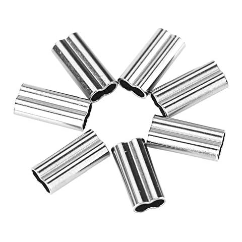 100Pcs Double Barrel Crimp Fishing Line Wire Leader Sleeves, Fishing Copper Tube Connectors(1.8mm10mm) Cover