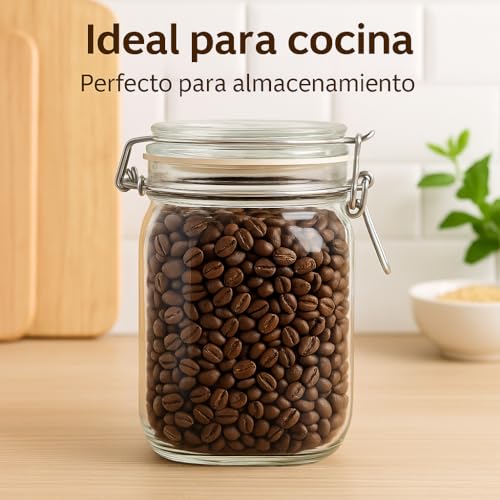 Miniatura 6 de Isigno Tarro De Cristal Hermético 1l Con Tapa Y Cierre Metálico Bote De Vidrio Para Almacenamiento De Alimentos Sin Bpa Apto Para Lavavajillas Multiusos Para Cocina