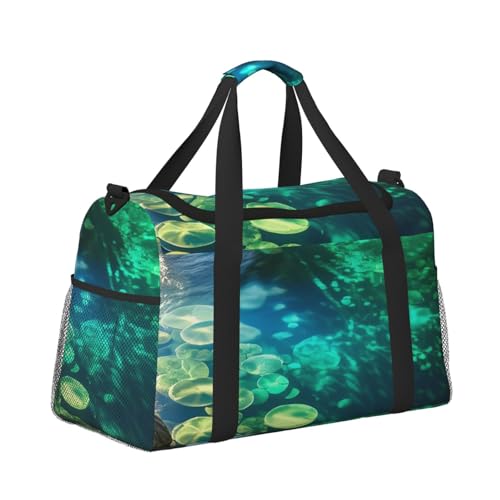 Luminous Waters Print Travel Duffel Bag for Men & Women, Foldable Travel Bags and Spacious Weekender Tote Bag for Storage Toiletry Luggage Personal Item3