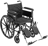 Drive Medical Cruiser X4 Lightweight Dual Axle Wheelchair with Adjustable Detachable Arms, Full Arms, Elevating Leg Rests 16' Seat, Silver Vein, 6 Inch, 1 Count