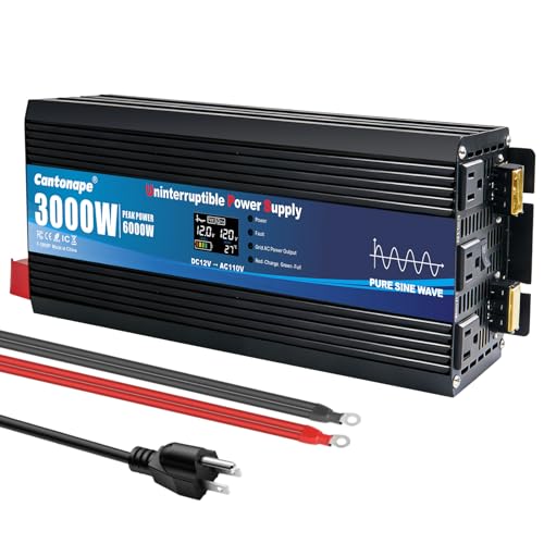 Image of Cantonape 3000W Sump Pump Backup Battery System, Automatic Switching to Battery Inverter Power, Professional Backup System in Case of Power Failure, Pure Sine Wave Output