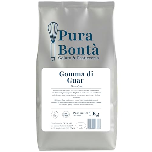 PURA BONTÁ Gomma di Guar 1kg | Addensante Naturale | Senza Glutine, VEGAN, Keto-Friendly, Senza Zuccheri, No OGM | Alto Potere Legante per Dolci, Salse e Gelato | Confezionato in Italia