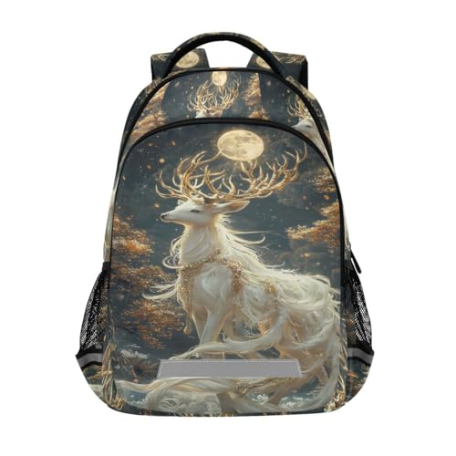 Sac à dos d'école A Deer As Snow avec grand cerf pour garçons et filles