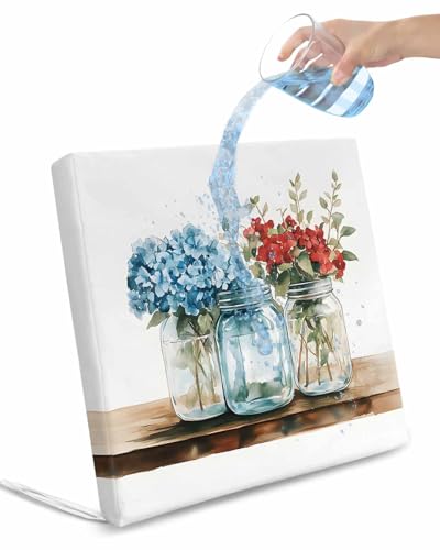 2 Pack Spring Flowers Waterproof Cushion Covers with Ties, Outdoor Patio Chaise Lounge Chair Seat Cushion Slip Covers Replacement(Only Cover) Red Blue Bottle Floral Watecolor Eucalyptus 22