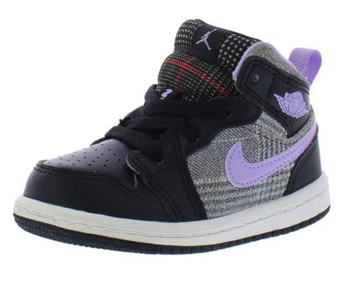 Jordan Baby Girl's 1 Mid (Toddler) Black/Lilac/White/Metallic Silver 5 Toddler M