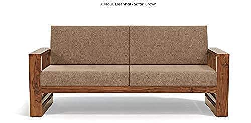 Image of K L FURNITURE Kl Furniture Wooden 5 Seater Sofa Set For Living Room 3+1+1 Seater Sofa For Office & Lounge Five Seater Sofa Set With Side Magazine&Newspaper Holder,For Home Natural Finish,Cream