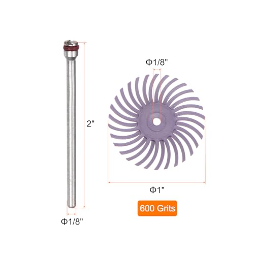 Image of HARFINGTON 30pcs Radial Bristle Disc Set 1 inch 600 Grit Detail Abrasive Brush Kit Gap Polishing Wheel Assortment with 1 /8 inch Mandrels Shank for Jewelry Wood Metal Polishing Cleaning, Purple