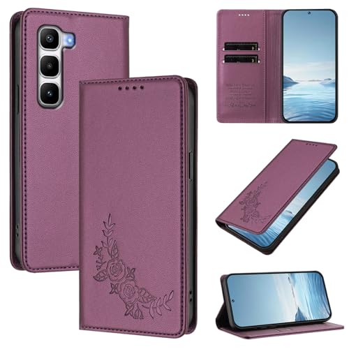 �X�}�z�P�[�X �Ή��@�� for Infinix Hot 60 Pro Plus �yRFID�u���b�N�z�y�J�[�h�z���_�[�t�����z �}�O�l�b�g�J�� �X�^���h�@�\�t���z�X�}�z�P�[�X Violet