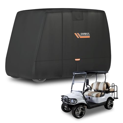 EVRBUL 2/4 Seater Golf Cart Cover Heavy Duty 420D Waterproof Golf Cart Covers with Three Zipper Doors Compatible with EZGO, Club Car, Yamaha 2/2+2/4 Passenger Golf Carts