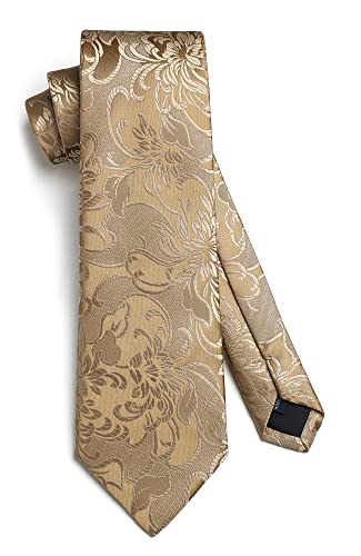 Image of HISDERN Ties for Men Paisley Floral Tie Handkerchief Classic Woven Business Formal Necktie and Pocket Square Set Wedding