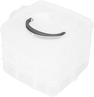 Anu Limen Clear Plastic 3 Layer 18 Grid Storage Box, Detachable Portable Organizer with Handle for Art Supplies, Hardware, Small Parts