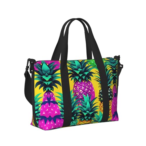 Colorful Pineapple Print Travel Duffle Bags Weekender Overnight Bags For Business Family Trip3