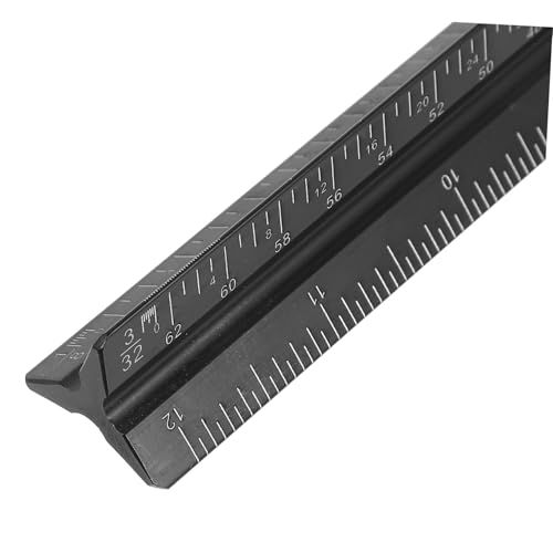 Regla triangular de aleación imperial para dibujo técnico y estudiantes 3