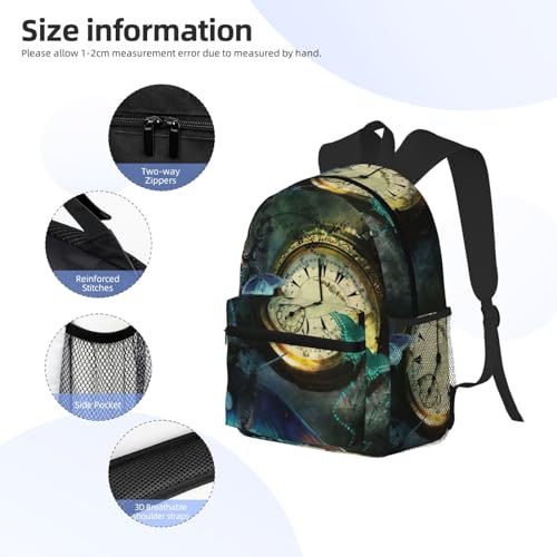 Mochila para laptop con estampado de mariposas y tirantes ergonómicos negros 5