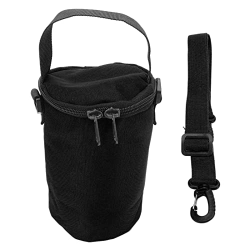 Multifunctional Outdoor Camping Gas Lamp Storage Bag, 1000D Nylon Cooking Gas Cylinder Cover Portable Camping Lantern Storage with Double Zip Handle and Shoulder Strap (Black)