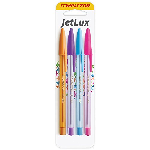 Esferográfica Compactor Jet Lux - BL/4 - Azul, Laranja, Violeta e Rosa - 001735000