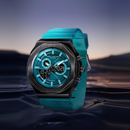Image of Carlington Velocity Series Analog-Digital Sports Watches for Men and Boys with Alarm, Stopwatch, Backlit Display, Dualtime, Silicone Rubber Strap, Water & Shock Resiatant - CT 8102