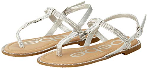 Bebe Girls' Sandals ? Rhinestone Studded Snake Sandals With Medallion (Little Kid/Big Kid), Size 13, Silver #TOP3