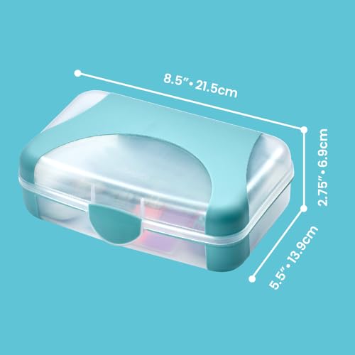 Image of LockerMate by Bostitch Hard Pencil Case, Durable Plastic Pencil Box, Kid-Friendly Design, Teal & Clear