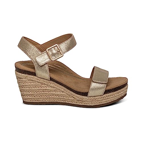 Aetrex Women's Sydney Orthopedic Quarter Ankle Strap Espadrille Wedge Sandals3