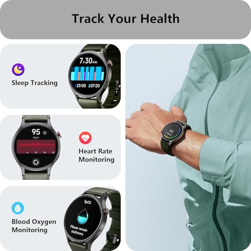 Image of Smart Watch for Men Women, Answer /Make Call, AMOLED Ultra-Clear Screen Activity Trackers with Heart Rate /Sleep /SpO2 Monitor, Smartwatch for iPhone /Samsung /Android, 110+ Sport Modes, 3ATM Waterproof
