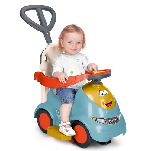 FEBER Motofeber Casual 3 in 1 Push N'Go, Correpasillo, Carrito de Empuje y Andador, Asa Regulable 3 Posiciones, Maletero para Juguetes, Reposapiés Cómodo, Uso Interior y Exterior, Famosa (FED31000)