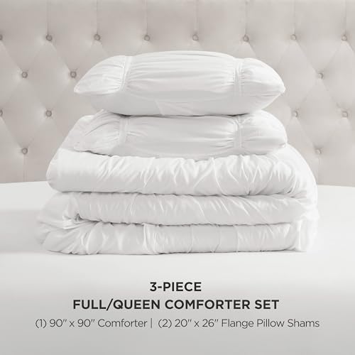 Image of Juicy Couture Ribbon Ruched 3 Piece Full /Queen Comforter Set, White Bedding Ensemble