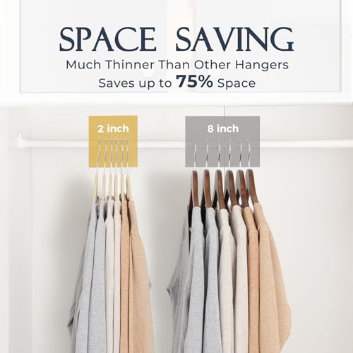 Image of HOUSE DAY Beige Velvet Hangers 20 Pack, Non Slip Clothes Felt Hanger Heavy Duty for Coat, Premium Slim Space Saving Suit Hangers for Closet Organizer, 360 Rotating Silver Hook