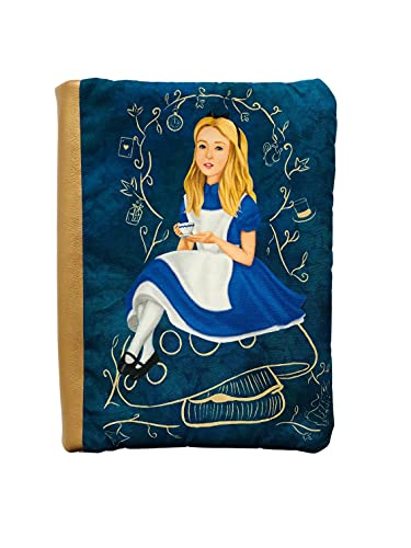 Funda artesanal mediana de solapa para libros de Alicia en el País de las Maravillas + marcapáginas de regalo, funda de algodón ecológico,...