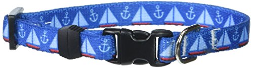 Image of Yellow Dog Design Sailboats and Anchors Dog Collar, Teacup-3 /8 Wide and fits Neck Sizes 4 to 9 inch