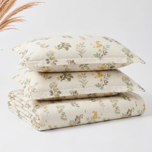 Image of SANMARINO Cloud Cotton 210 TC King Size Bedsheet with 2 Pillow Covers | Ultra Soft & Breathable | Floral Design Bedding Set | Hotel-Quality Comfort for a Luxurious Sleep | 270 x 250 cm | Sage Mist