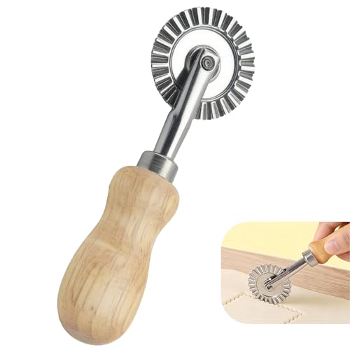 Ocoullow Fluted Pastry Wheel Cutter 1.5 Inch Pasta Cutter Wheel for Ravioli Pie Crust & Dough Pastry Crimper and Pasta Wheel Cutter Tool for Baking Home Kitchen Use