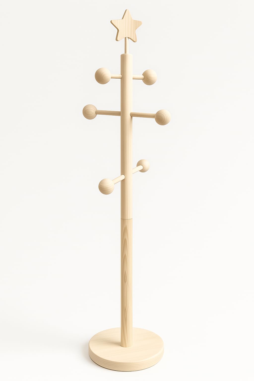 GRECA Perchero infantil. Percha árbol. En madera en crudo, para pintar. Decoración y manualidades. Medidas: 30 * 30 * 120 cms.
