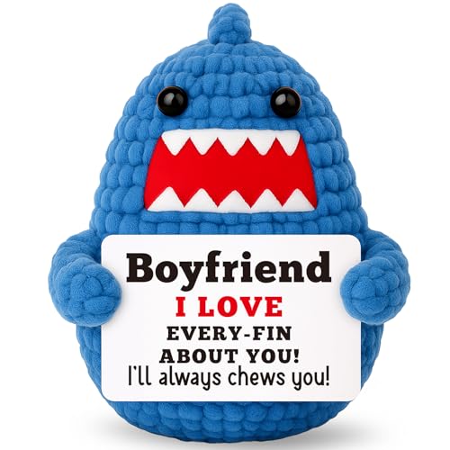 Romantic Valentines Anniversary Wedding Birthday Gifts for Boyfriend from Girlfriend I Love You Gifts for Him Gift Ideas for Husband BF Handmade Crochet Shark Mens Valentines Thanksgiving Gift Basket