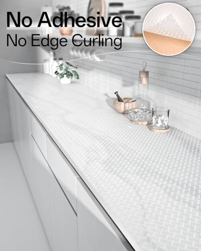 Shelf and Drawer Liner for Kitchen Cabinet, Non-Adhesive 12in x 120in Waterproof Contact Paper Refrigerator Liners Thickened Durable EVA Material Non Slip Mat for Dresser Cupboard Pantry Protector — view 4