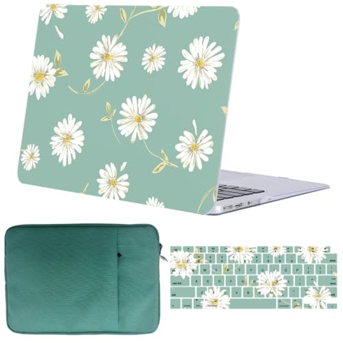 Étui MacBook Air 13,6 M4 M3 M2 rigide avec sac et protège-clavier marguerite