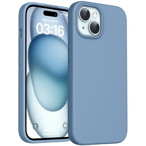 TOCOL Silicone for iPhone 15 Case Liquid Silicone Slim Silky-Soft Touch Multi-Color Anti-Scratch Shockproof for iPhone 15 Winter Blue