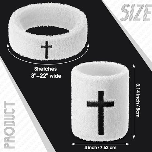 Image of Soulchen 4 pcs Cross Bicep Bands Wrist Bands Christian Arm Sweat Wristbands Absorbent Armband for Men Women Football Baseball Players Sports Activities Supplies