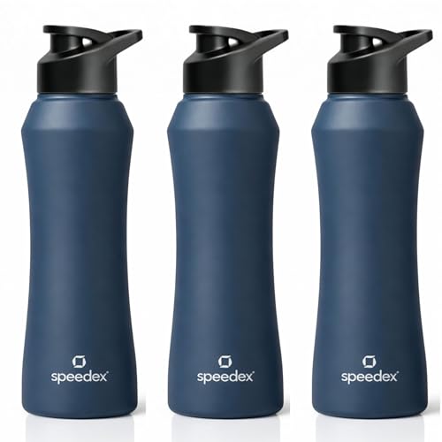 Image of Speedex Stainless Steel Water Bottle 1 Ltr, 1000 ml Metal Bottle For Daily, Office, School, Gym, Travel Use for Men, Women, Kids, Adults-Leak Proof Sipper Cap, BIS Approved, Teal Blue, Set of 3